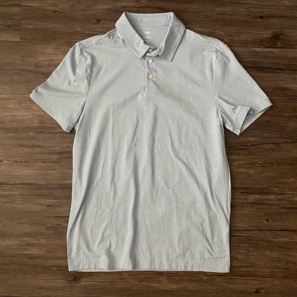H&M - Slim Fit Polo (Baby Light Blue) [S]